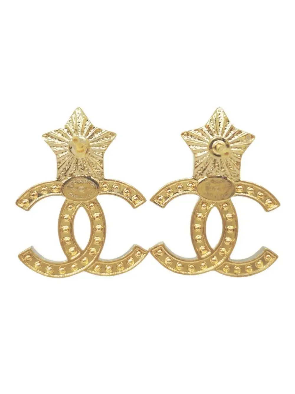 Chanel Cc Logo Star Earrings Gold-Tone #246678C11B
